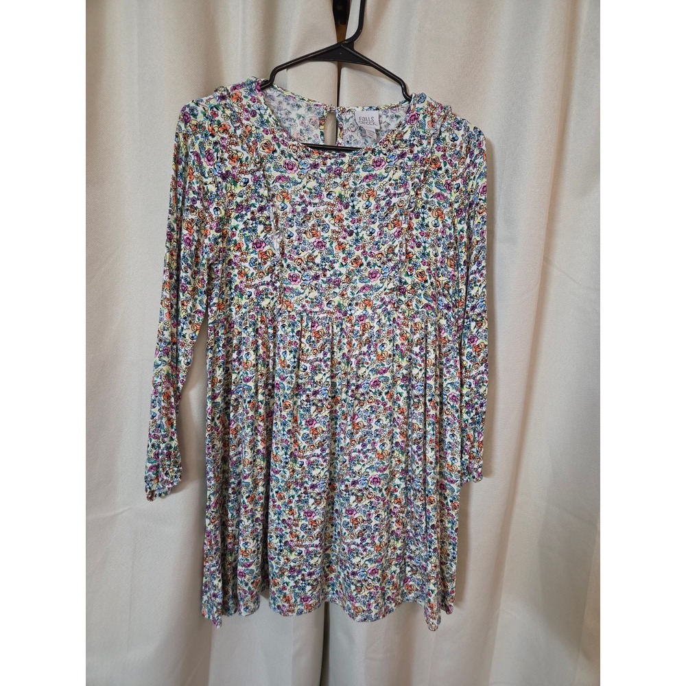 Falls Creek Girls XL 14/16 Floral Long Sleeve Babydoll Dress Multi-Color Ruffle